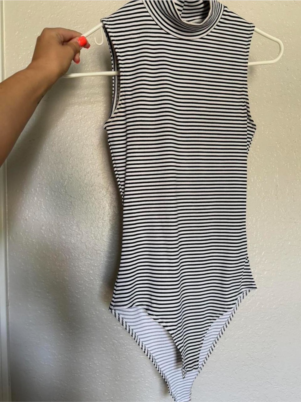 H&M size small Sleeveless Black & White Striped Turtleneck One-Piece Bodysuit